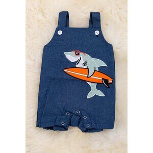 boys' baby romper . shark applique